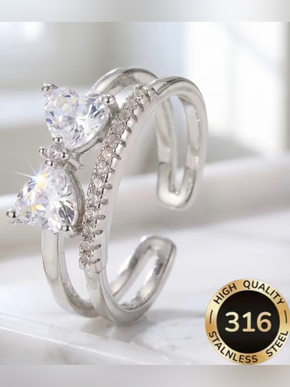 Elegant Adjustable Ring with Velvet Box